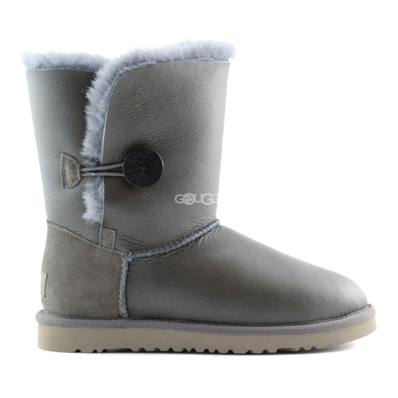 Женские короткие угги с пуговицей Bailey Button Metallic Grey-2
