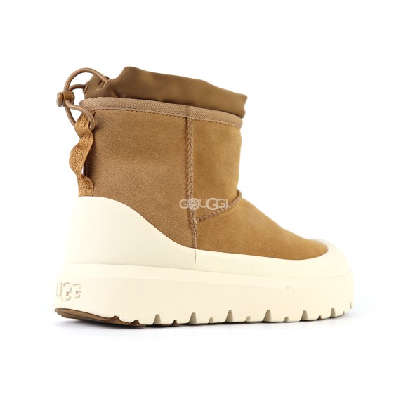 Женские мини угги с галошами Ugg Classic Mini Weather Hybrid Whitecap (Угг Классик мини хабрид белые)