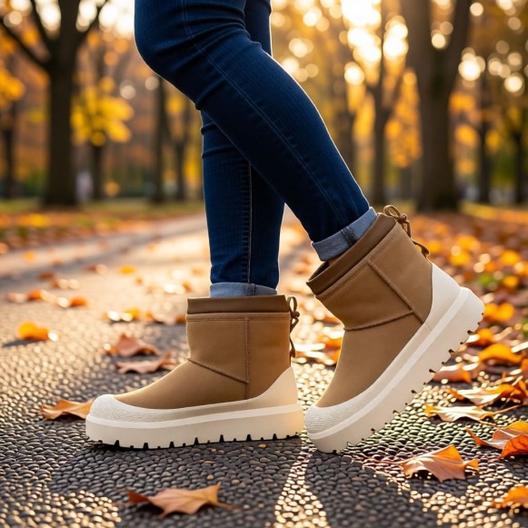 Женские мини угги с галошами Ugg Classic Mini Weather Hybrid Whitecap (Угг Классик мини хабрид белые)