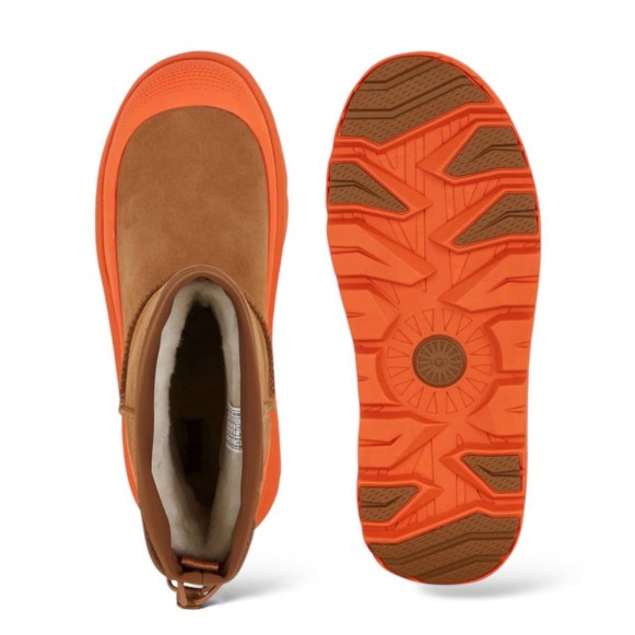Женские мини угги с галошами Ugg Classic Mini Weather Hybrid Orange (Угг Классик мини хабрид оранжевые)