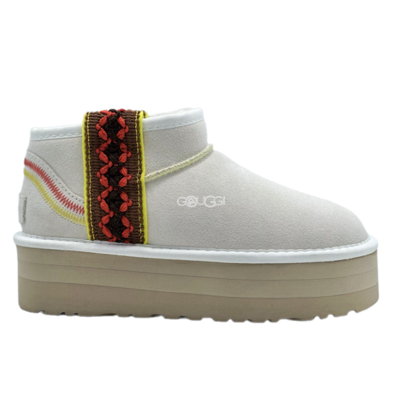 Женские ультра мини угги на платформе Classic Ultra Mini Braid Plat Boot White