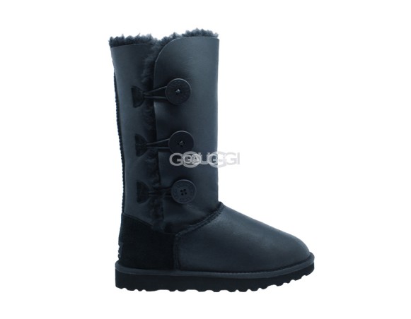 Женские угги с пуговицами Bailey Button Triplet Metallic Black