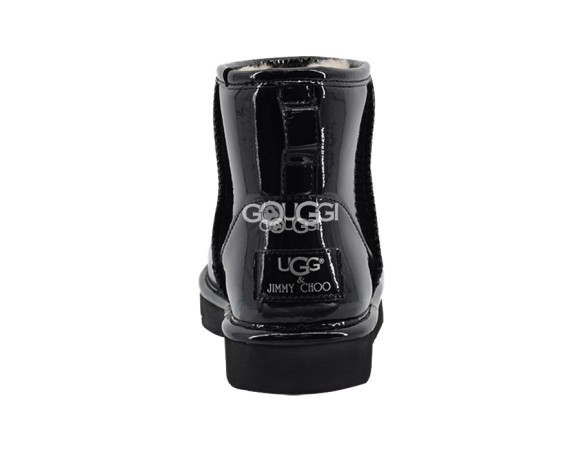 Женские мини угги Jimmy Choo Classic Mini Patent Black 