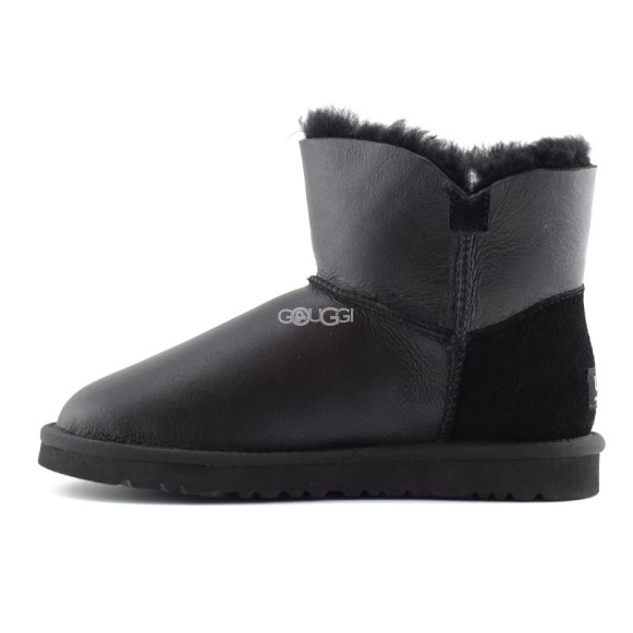 Женские мини угги с пуговицей Mini Bailey Button Metallic Black