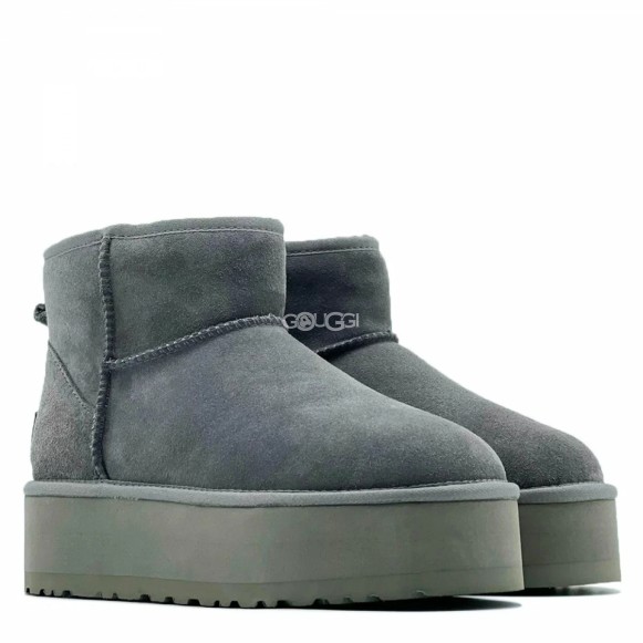 Женские мини угги на платформе Ugg Classic Mini Platform Grey