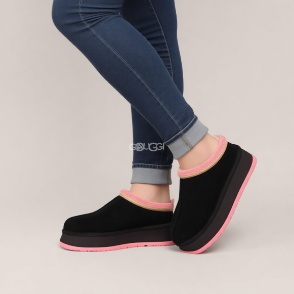 Женские слипоны на платформе UGG Tazz Black Tropical Pink