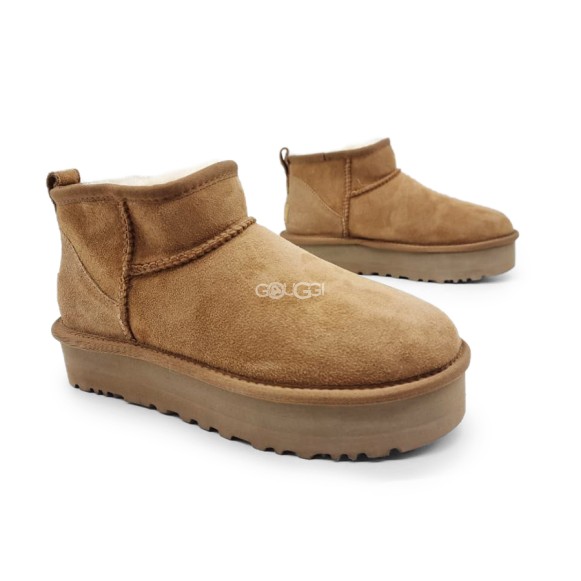 Женские ультра мини угги на платформе UGG Classic Ultra Mini Platform Chestnut
